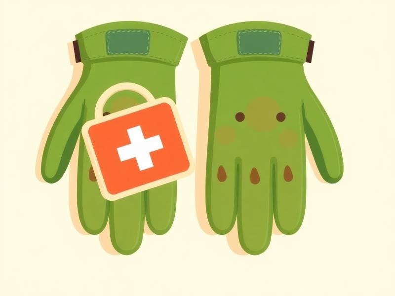 Cartoon gardening gloves with a small first-aid kit